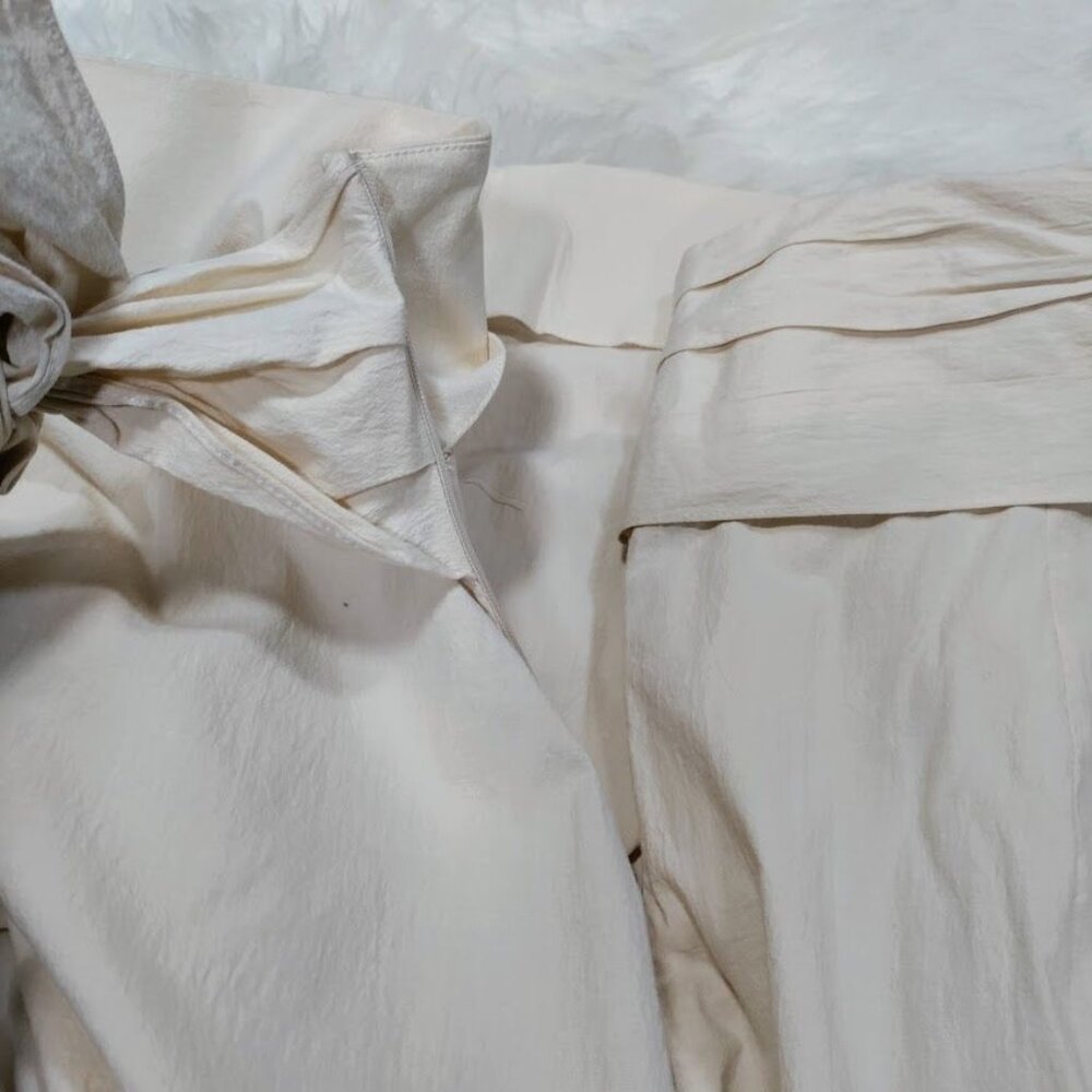 Zara Womens XL High Waisted Tapered Leg Capri Trousers Pants Cream Off White - Picture 9 of 16